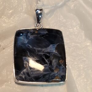 Elegant Sterling Silver Pietersite Jasper Pendant.